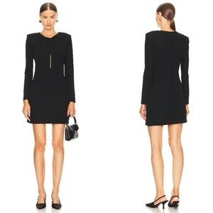 Anine Bing Amaya Long Sleeve Keyhole Mini Dress in Black Size XS NEW